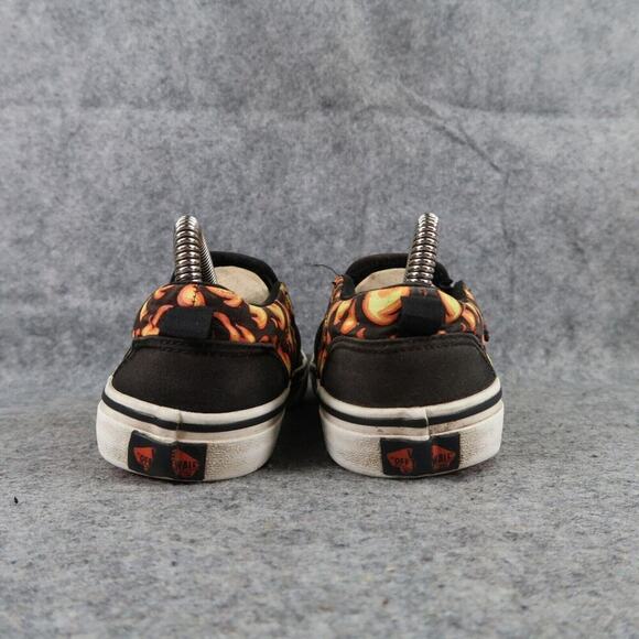 Vans Shoes Kids 6 Sneakers Asher Slip On Skate Black Orange Flame Casual Canvas - Picture 5 of 16
